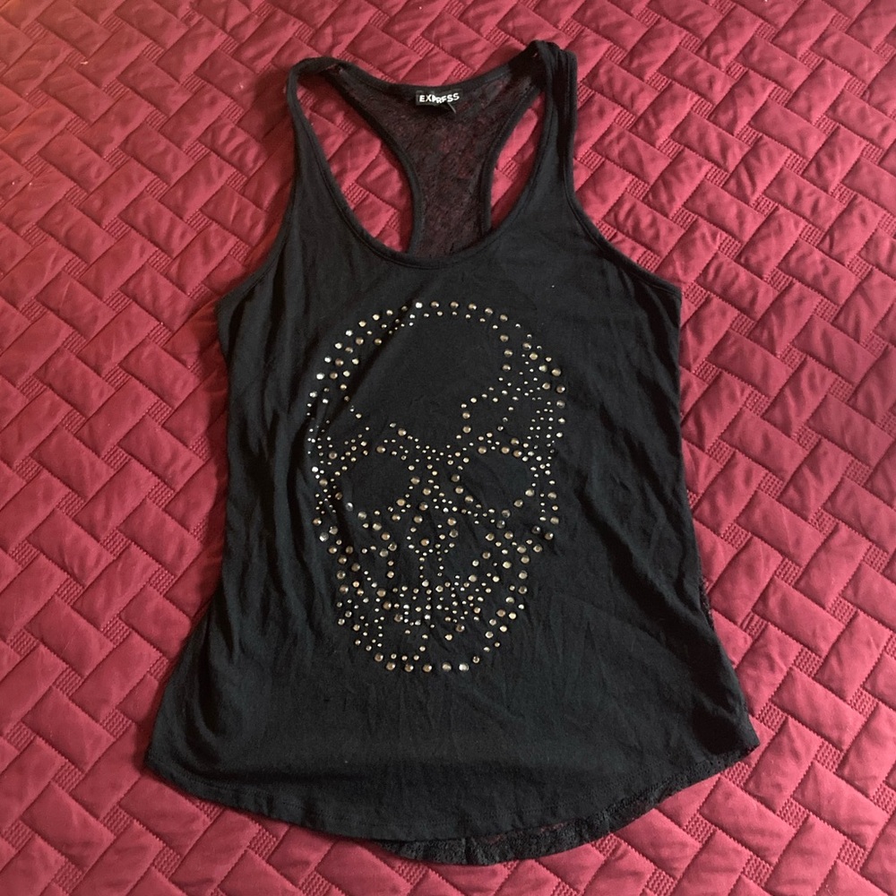 Express Gem Skull Lace Racerback Top